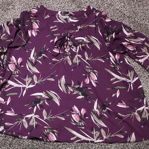 Avenue Plus-size Plum Floral Blouse